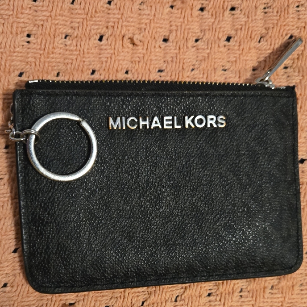 Michael Kors Black Pouch with Silver Accents